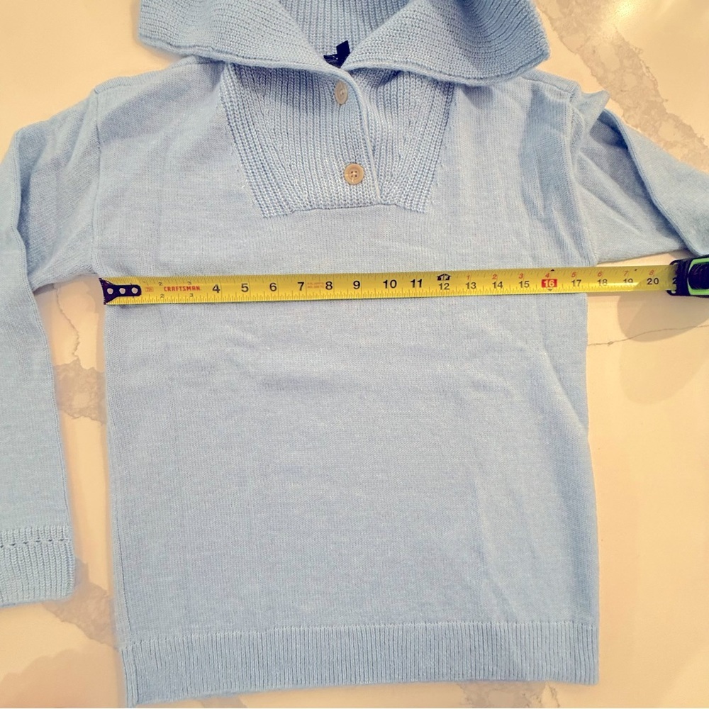 Talbots Breton Button Wide Collar Chunky Pullover Breezy Blue Cotton Women’s XS - Picture 11 of 13
